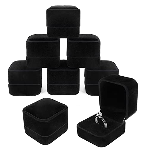 YUEYUAN Ringbox 8 Pcs Schmuckschatulle Samt Ohrring Etui Schmuckschatulle Samt Schwarz Ring Schmuck Etui Ringschachtel Schmuck-Etui für Ring Ohrstecker für Vorschlag Heiraten Laden Schmuck von YUEYUAN