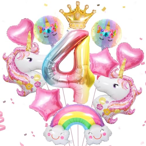 12 Stück Rosa Luftballon Einhorn Geburtstagsdeko 4 Jahre Mädchen Runde Folienballon Einhorn Kindergeburtstag Party Deko Mit Krone/Regenbogen/Stern/Herz/Band/Zahl Für Einhorn Thema Festival Party 12 Stück Rosa Luftballon Einhorn Geburtstagsdeko 4 Jahre Mädchen Runde Folienballon Einhorn Kindergeburtstag Party Deko Mit Krone/Regenbogen/Stern/Herz/Band/Zahl Für Einhorn Thema Festival Party von Huahuanghui