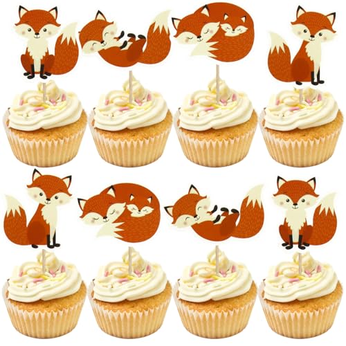 24 Stück Fuchs Muffin Deko,Füchse Tortendeko Geburtstag,Fuchs Cake Toppers,Fuchs Kuchen Topper Set,für Baby Shower Geburtstag Thema Party Kuchendeko 24 Stück Fuchs Muffin Deko,Füchse Tortendeko Geburtstag,Fuchs Cake Toppers,Fuchs Kuchen Topper Set,für Baby Shower Geburtstag Thema Party Kuchendeko von Huahuanghui