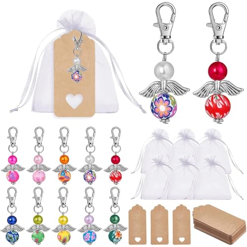 60Pcs Engelanhänger,20 set Hochzeit Taufe Anhänger,Engel Anhänger Schlüsselanhänger,kleine schutzengel anhänger,Gastgeschenke Kommunion,Schutzengel+Organza,Gastgeschenke Taufe Hochzeit von Huahuanghui