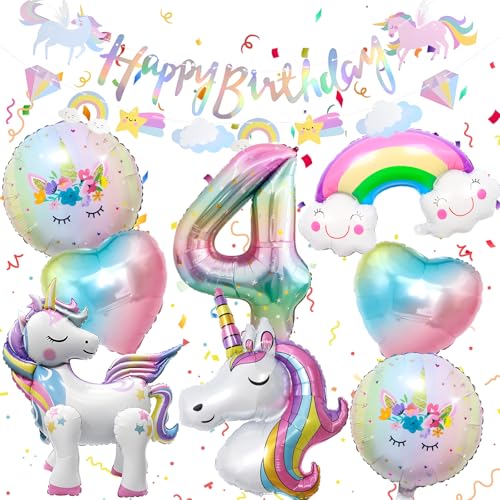 13 Stück Rosa Luftballon Einhorn Geburtstagsdeko 4 Jahre Mädchen 3D Einhorn Stehender Folienballon Kindergeburtstag Party Deko Mit Zahl 4/Regenbogen/Herz/Banner Für Einhorn Thema Festival Party 13 Stück Rosa Luftballon Einhorn Geburtstagsdeko 4 Jahre Mädchen 3D Einhorn Stehender Folienballon Kindergeburtstag Party Deko Mit Zahl 4/Regenbogen/Herz/Banner Für Einhorn Thema Festival Party von Huahuanghui