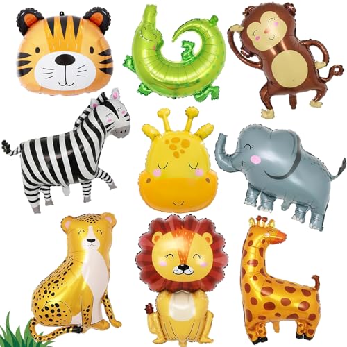 9 Stücke Dschungel Safari Luftballons, Folienballon Tiere, Dschungel tier luftballons, 3D Riesiger Löwe,Leopard,Giraffe,Zebra,Elefant,Affe,Tiger Folienballon,für Junge Mädchen Geburtstagsdeko 9 Stücke Dschungel Safari Luftballons, Folienballon Tiere, Dschungel tier luftballons, 3D Riesiger Löwe,Leopard,Giraffe,Zebra,Elefant,Affe,Tiger Folienballon,für Junge Mädchen Geburtstagsdeko von Huahuanghui