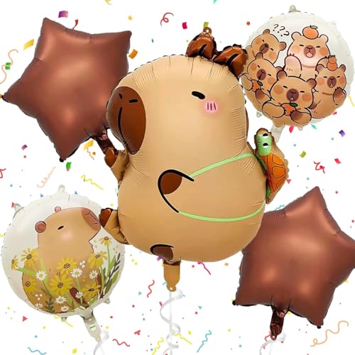 Capybara Party Ballons mit Band, Capybara Geburtstagsdeko Ballon, Niedliche Capybara Balloons Anime Thema, Capybara Folienballon für Kinderparty Geburtstagsfeier Festival von Huahuanghui