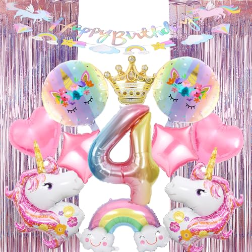 14 Stück Rosa Luftballons Einhorn Geburtstagsdeko 4 Jahre Mädchen Einhorn Kindergeburtstag Party Deko Mit Lametta Vorhang/Krone/Regenbogen/Stern/Herz/Banner/Zahl Für Einhorn Thema Festival Party 14 Stück Rosa Luftballons Einhorn Geburtstagsdeko 4 Jahre Mädchen Einhorn Kindergeburtstag Party Deko Mit Lametta Vorhang/Krone/Regenbogen/Stern/Herz/Banner/Zahl Für Einhorn Thema Festival Party von Huahuanghui
