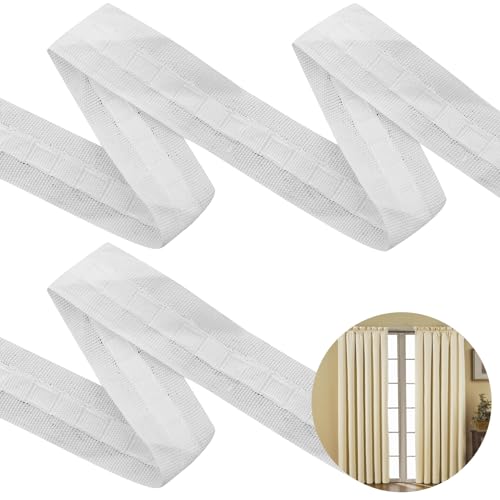 30M x 2.5CM Gardinenband,Kräuselband Gardinen,Bügelband für Vorhänge Polyester Faltenband Reihband, Weiß Universal Gardinenband Überschrift Band für Gardine Haken für Deko Schlafzimmer Verandas von Huahuanghui