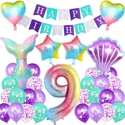 Meerjungfrau Geburtstag Deko 9 Jahre,XXL Regenbogen Zahlen 9 Folien Luftballon,Meerjungfrauen Luftballon 9 Jahre,Geburtstagsdeko Mädchen,Meerjungfrauen Thema Party Set Meerjungfrau Geburtstag Deko 9 Jahre,XXL Regenbogen Zahlen 9 Folien Luftballon,Meerjungfrauen Luftballon 9 Jahre,Geburtstagsdeko Mädchen,Meerjungfrauen Thema Party Set von Huahuanghui