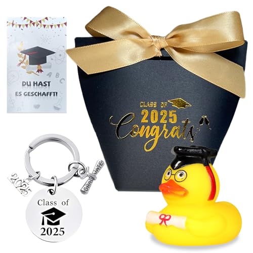 Huahuanghui 4 Stück Abschluss Geschenk, Lustige Akademiker Badeente mit Diplom, Schlüsselanhänger 2025, Glückwunschkarte, Bestandene Prüfung Geschenk, 2025 Abitur Bachelor Master Abschluss Geschenk Huahuanghui 4 Stück Abschluss Geschenk, Lustige Akademiker Badeente mit Diplom, Schlüsselanhänger 2025, Glückwunschkarte, Bestandene Prüfung Geschenk, 2025 Abitur Bachelor Master Abschluss Geschenk von Huahuanghui
