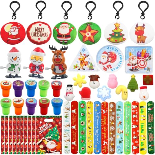 Huahuanghui Weihnachten Party Mitgebsel 54 Stück, Weihnachten Schnapparmband/Aufziehspielzeug/Anti Stress Spielzeug/Schlüsselanhänger/Stempel Weihnachten, Weihnachten Geschenk für Kinder Huahuanghui Weihnachten Party Mitgebsel 54 Stück, Weihnachten Schnapparmband/Aufziehspielzeug/Anti Stress Spielzeug/Schlüsselanhänger/Stempel Weihnachten, Weihnachten Geschenk für Kinder von Huahuanghui