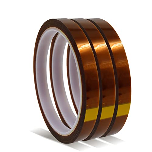 Polyimid Hochtemperaturband, 10 mm x 33 m, hitzebeständiges Klebeband, Sublimationsband zum Löten, Schutzleiterplatte, CPU, PCB, 2 mm dick (3 Roll) von Huakaile