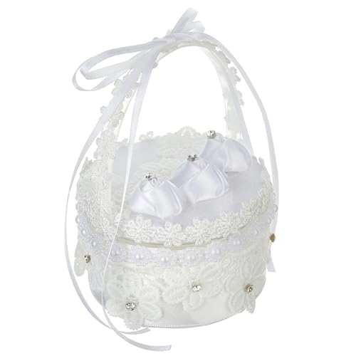 Weiße Hochzeitsring Box – Ringkörbchen für die Hochzeit mit Griff, Western-Stil Ringträger Kissen für die Hochzeitszeremonie, Elegantes Ringhalter Kissen für Braut & Bräutigam Weiße Hochzeitsring Box – Ringkörbchen für die Hochzeit mit Griff, Western-Stil Ringträger Kissen für die Hochzeitszeremonie, Elegantes Ringhalter Kissen für Braut & Bräutigam von Huamengyuan