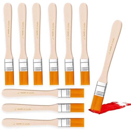 Breit Flachpinsel Set, Acryl Flachpinsel, 10 Stück Acryl Flachpinsel, 14cm Pinsel Klein, Hölzernen Griff Pinsel Künstler Satz,Flachpinsel, für Ölgemälde, Aquarell, Lacke, Lasuren, DIY von Huamirra