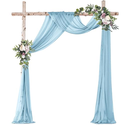 Hochzeitsbogen Tüllstoff, 75X600cm Chiffon Stoff Vorhänge Tülldekostoff Bogenvorhäng, Querbehang Freihanddeko, Hochzeits Tüll Hintergrund Vorhang, für Hochzeiten, Fotografie, Party (Haze Blau) von Huamirra