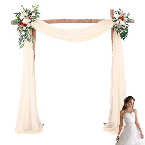 Hochzeitsbogen Tüllstoff, 75X600cm Chiffon Stoff Vorhänge Tülldekostoff Bogenvorhäng, Querbehang Freihanddeko, Hochzeits Tüll Hintergrund Vorhang, für Laube Hochzeit Torbogen (Champagnerfarben) von Huamirra