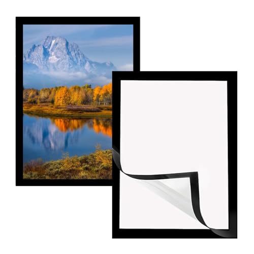 Huamirra Diamond Painting Rahmen, 2 Stück A4 Schwarz Selbstklebend Magnetisch Bilderrahmen, 32,5 x 23,8 cm Plakatrahmen Magnetisch Dokumentenhalter, Rahmen Selbstklebend, für Wanddekoration zu Hause von Huamirra