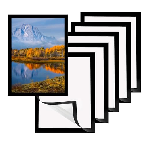 Huamirra Diamond Painting Rahmen, 6 Stück Magnetrahmen Set, A4 Magnetischer Rahmen, Zubehör für die Diamantmalerei, Infotaschen 32,5 x 23,8 cm, für Wanddekoration zu Hause, Kühlschrank, Tür, Schwarz von Huamirra