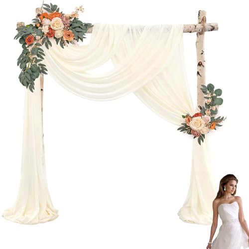 Huamirra Hochzeitsbogen Tüllstoff,75X600cm Chiffon Stoff Vorhänge Tülldekostoff Bogenvorhäng,Querbehang Freihanddeko, Vorhänge Hochzeit Bogen Vorhänge, für Laube Hochzeit Torbogen (Weiß) von Huamirra