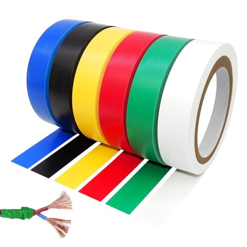 Huamirra Isolierband, Elektriker Klebeband PVC, 6 Stück Selbstklebendes Isolierband, Isolierband Farbig Set, 15mm x 10m Isolierband, für Verdrahtungsarbeiten, Reparaturen und Abdichtung (6 Farben) von Huamirra