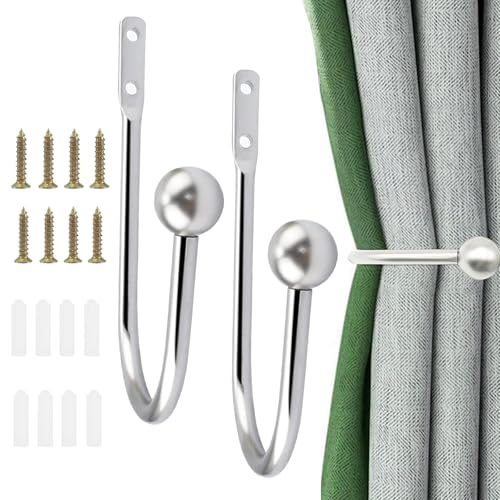 Raffhalter Metall Chrom, 2 Stück Gardinenhalter Raffhalter, Wandbefestigung U Form, Raffbügel für Vorhänge Vorhang Holdbacks, Silber Tieback Hooks Dekorativer Raffhalter für Gardinen Haus Dekoration Raffhalter Metall Chrom, 2 Stück Gardinenhalter Raffhalter, Wandbefestigung U Form, Raffbügel für Vorhänge Vorhang Holdbacks, Silber Tieback Hooks Dekorativer Raffhalter für Gardinen Haus Dekoration von Huamirra