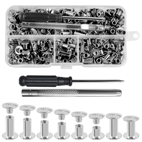 120 Set M5 Chicago Buchschrauben, Chicago Schrauben, Chicago Binding Schraubennieten Nägel, Buchbinderschrauben Schraubnieten, Gürtelschrauben für Leder Taschen Gepäck Verbindungsschrauben(Silber) von HuangXinyu