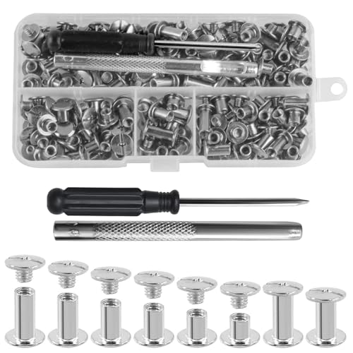 120 Sets Chicago Schrauben für Ledernieten, M5 Chicago Schraubpfosten, Flachkopf Chicago Bindeschrauben Pfosten, Metallnieten Nieten Ersatz Sortiment Kit für Scrapbook Taschen Geldbörse Gürtel 120 Sets Chicago Schrauben für Ledernieten, M5 Chicago Schraubpfosten, Flachkopf Chicago Bindeschrauben Pfosten, Metallnieten Nieten Ersatz Sortiment Kit für Scrapbook Taschen Geldbörse Gürtel von HuangXinyu