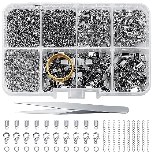 350 Stk Schmuckhaken Set, mit Karabinerverschluss, Kettenverschluss, Verschlüsse, Karabinerhaken Schlüsselringen für DIY Armband Schmuckherstellung - Silber von HuangXinyu