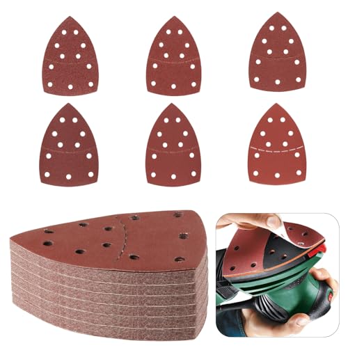60 Schleifpapier Dreieckschleifer Klett Mouse Schleifpapier Set, 11-Loch Dreieck-schleifpads für Deltaschleifer Schleifpapier, Körnung 40 60 80 120 180 240 Multitool Schleifplatte Schleifblätter von HuangXinyu