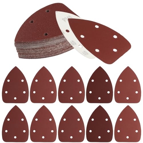 60 Schleifpapier Dreieckschleifer Klett Mouse Schleifpapier Set, 5-Loch Dreieck-schleifpads Set, Körnung 40 80 120 180 240 320 Multitool Schleifplatte Schleifblätter für Deltaschleifer Schleifpapier von HuangXinyu