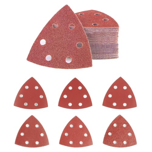 60 Stück Schleifpapier Dreieckschleifer, 11 Loch Mouse Schleifpapier Schleifblätter, Klett Schleifpads für Detailschleifer Dreieckschleifer zum Schleifen Polieren, Körnung 60 120 180 240 320 400 von HuangXinyu