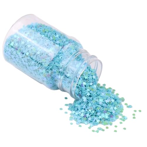 1 Flasche holografische Stern-Pailletten, Glitzerstern, metallische Glitzerfolie, Konfetti-Pailletten, für Party-Dekoration, DIY-Handwerk, Premium-Nagelkunst (blau) von HuangguiyuanV