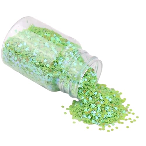 1 Flasche holografische Stern-Pailletten, Glitzerstern, metallische Glitzerfolie, Konfetti-Pailletten, für Party-Dekoration, DIY-Handwerk, Premium-Nagelkunst (grün) von HuangguiyuanV