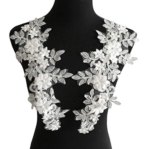 2 x bestickte Spitzen-Ausschnitt-Kragen, Kleidung Nähen Applikation mit 3D-Imitationsperle, Blumenblatt-Applikation, DIY-Kleidungszubehör, Zubehör 2 x bestickte Spitzen-Ausschnitt-Kragen, Kleidung Nähen Applikation mit 3D-Imitationsperle, Blumenblatt-Applikation, DIY-Kleidungszubehör, Zubehör von HuangguiyuanV