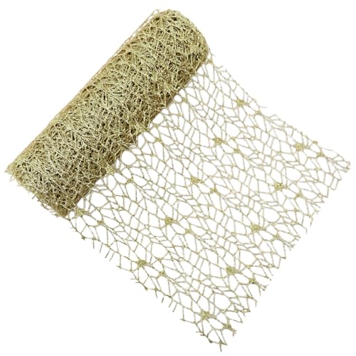 Glitzer-Gaze-Rolle, Blumenverpackung, Netzrolle, zum Basteln, für Blumen, Geschenkverpackungen, 25 cm x 4,5 m (Gold) von HuangguiyuanV