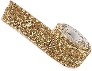 Glitzernde Strass-Diamantbänder, selbstklebende Harz-Strass-Streifen, für DIY-Dekoration, Basteln, Geschenkverpackungen (Gold, 15 mm) von HuangguiyuanV