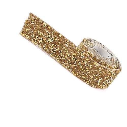 Glitzernde Strass-Diamantbänder, selbstklebende Harz-Strassstreifen, für DIY-Dekoration, Basteln, Geschenkverpackungen (Gold, 30 mm) von HuangguiyuanV