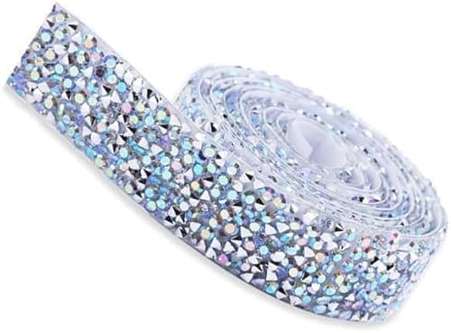 Glitzernde Strass-Diamantbänder, selbstklebende Harz-Strassstreifen, für DIY-Dekoration, Basteln, Geschenkverpackungen (Weiß, 10 mm) von HuangguiyuanV