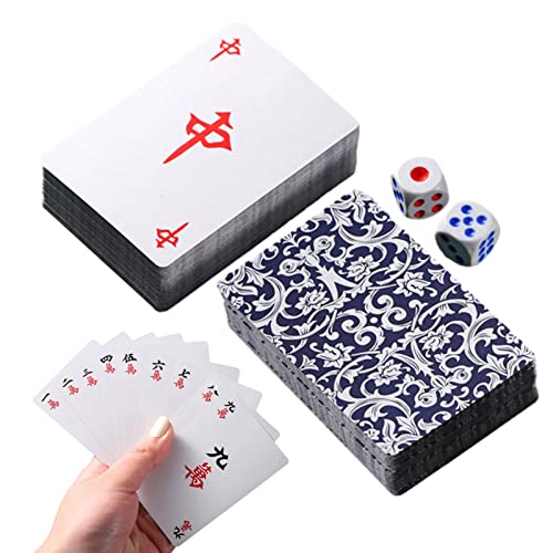 HuangguiyuanV Mahjong Kartenspiel-Set, 144 Mahjong-Spielkarten, mit Würfeln, kreative Reise-Spielkarte für Schlafsaal, Camping, Picknick HuangguiyuanV Mahjong Kartenspiel-Set, 144 Mahjong-Spielkarten, mit Würfeln, kreative Reise-Spielkarte für Schlafsaal, Camping, Picknick von HuangguiyuanV