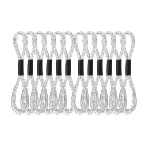 Metallic-Stickgarn, Glitzer-Polyesterfaden zum Nähen, Knüpfen und Basteln, für Bastelarbeiten, silberfarben, 12 Stück Metallic-Stickgarn, Glitzer-Polyesterfaden zum Nähen, Knüpfen und Basteln, für Bastelarbeiten, silberfarben, 12 Stück von HuangguiyuanV