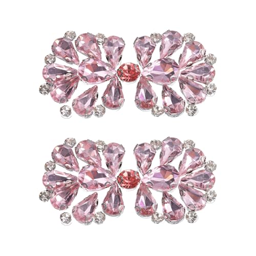 Strass-Aufnäher, Blumenform, Applikation, Strass, Glitzer, Kristall, für Hochzeit, Brautkleid, Kleid, Mode-Accessoires (Rosa), 2 Stück von HuangguiyuanV
