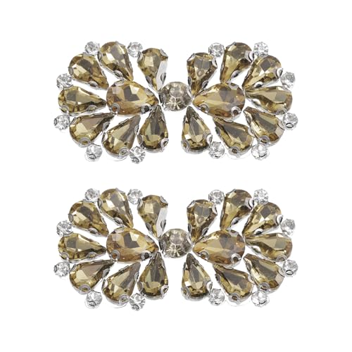 Strass-Aufnäher, Blumenform, Applikation, Strass, Glitzer, Kristall, für Hochzeit, Brautkleid, Kleid, Mode-Accessoires (braun), 2 Stück von HuangguiyuanV