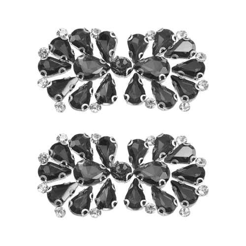 Strass-Aufnäher, Blumenform, Applikation, Strass, Glitzer, Kristall, für Hochzeit, Brautkleid, Kleid, Mode-Accessoires (grau), 2 Stück von HuangguiyuanV