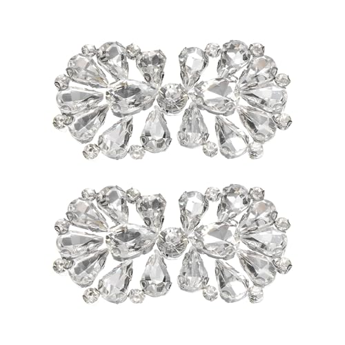 Strass-Aufnäher, Blumenform, Applikation, Strass, Glitzer, Kristall, für Hochzeit, Brautkleid, Kleid, Mode-Accessoires (weiß), 2 Stück von HuangguiyuanV