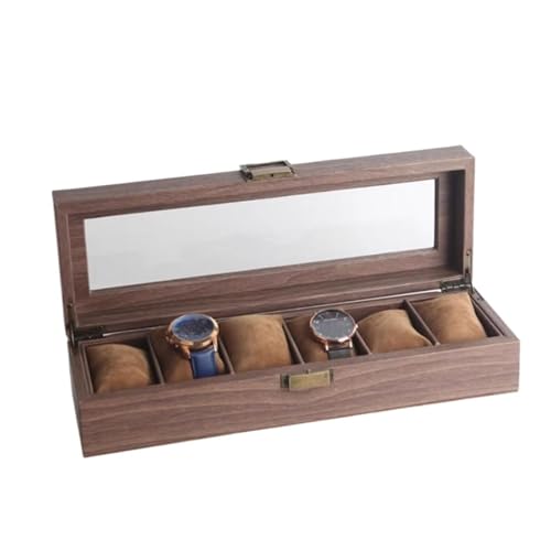 Huangj-0527 6 Gitter-Uhren-Aufbewahrungsboxen, sichtbareDisplay-Boxen aus Glas, multifunktionale Schmuckschatullen mit großer Kapazität Uhren Aufbewahrung von Huangj-0527