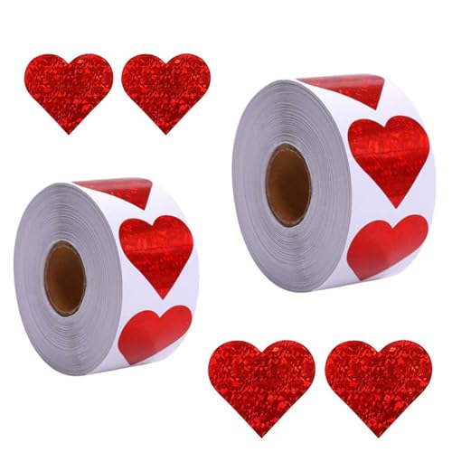 1000 Sticker Set (1" & 1.5") Rote Herzaufkleber mit Gesichtsdesign - Herzförmige Aufkleber für Valentinstag, Muttertag, Hochzeitsdekor & Basteln - Selbstklebende Etiketten für Karten, Scrapbooking, DI von Huangyihan
