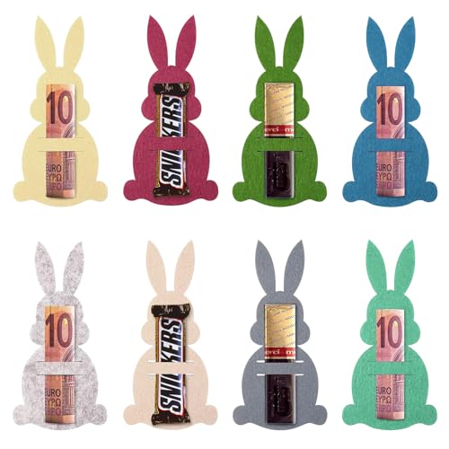 Huangzd 8 Stück Ostern Geldgeschenke, Osterhasen Filzdekorationen Geldgeschenk Verpackung für Ostern Hasen aus Filz Ostern Geschenk Lustige Osterdekoration zum Verschenken für Geld (A) von Huangzd
