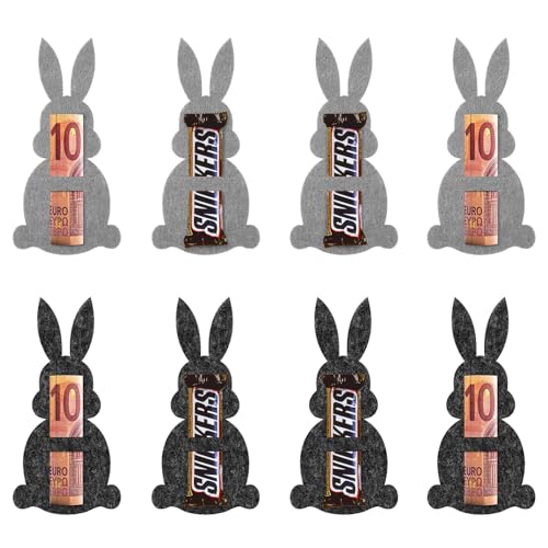 Huangzd 8 Stück Ostern Geldgeschenke, Osterhasen Filzdekorationen Geldgeschenk Verpackung für Ostern Hasen aus Filz Ostern Geschenk Lustige Osterdekoration zum Verschenken für Geld (B) von Huangzd