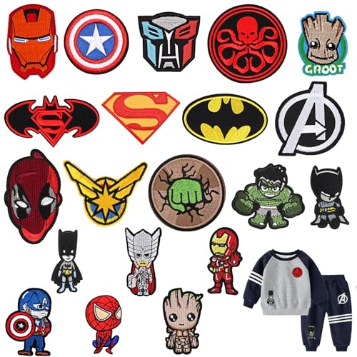 Aufnäher Patches, Superheld Knie Flicken Aufbügeln 20 Stück Patches zum Aufbügeln Patches Kinder für DIY T-shirt Jeans Rucksäcke Hut Segeltuchschuhe Erwachsene Kinder Aufbügler Aufnäher Patches, Superheld Knie Flicken Aufbügeln 20 Stück Patches zum Aufbügeln Patches Kinder für DIY T-shirt Jeans Rucksäcke Hut Segeltuchschuhe Erwachsene Kinder Aufbügler von Huanmin