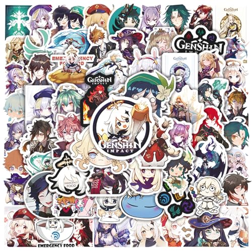 Huanmin Sticker Set kinder, 100 Pegatinas de Genshin Impact, Skateboard Aufkleber Kinder, Skateboard Aufkleber, Vinyl Aufkleber, Genshin Impact Sticker, Graffiti Aufkleber für Erwachsene Kinder Teens von Huanmin