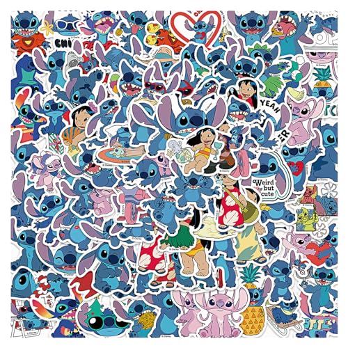 Stitch Aufkleber - 100 Cartoon Vinyl Sticker für Laptop, Skateboard, Koffer, Auto, Fahrrad - Für Kinder und Erwachsene von Huanmin