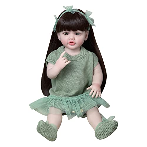 Huaqgu 55 cm Reborns Puppen Mädchen Puppen Pflege Puppen Realistische Handgemachte Weiche Ganzkörper Spielzeug Mit Geflochtenen Haar Gestrickte Tuch Puppen Kleidung von Huaqgu