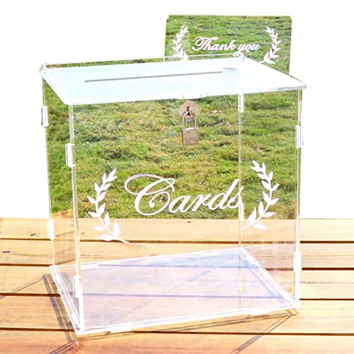 Huaxingda Hochzeitskartenbox | Transparente Kartenboxen mit Schloss, Hochzeits-Spardose-Halter, transparente Acryl-Dekorationen für Hochzeiten, Babypartys von Huaxingda